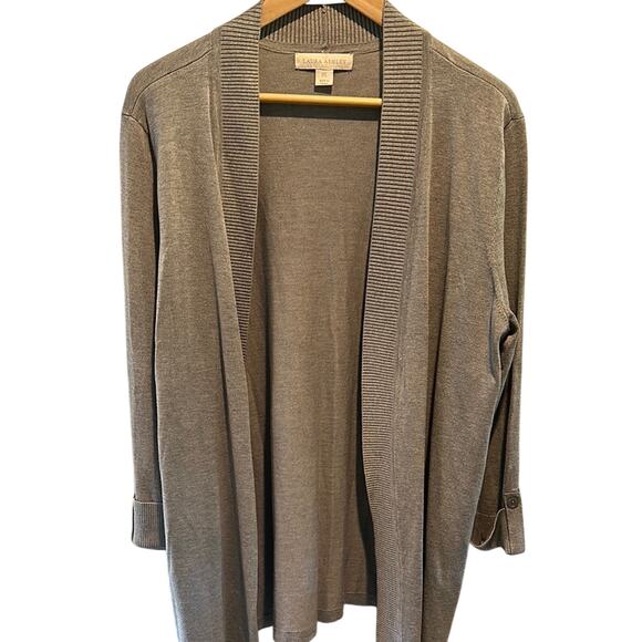 Laura Ashley XL Light Gray Open-Front Cardigan NWOT - Picture 1 of 9
